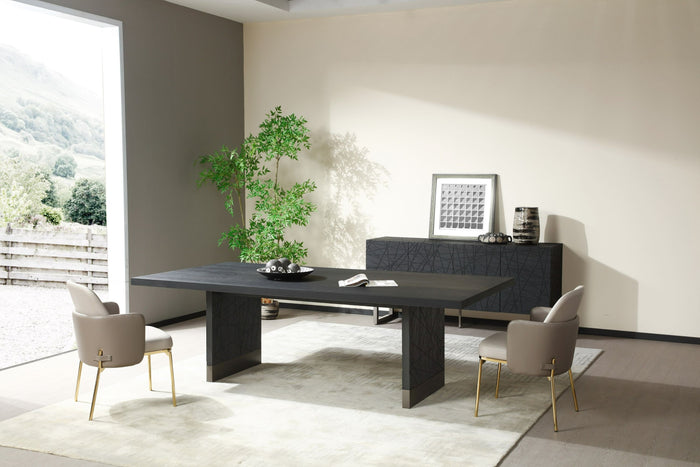 Gloria Modern Black Ash + Stainless Steel Dining Table