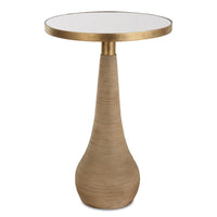 Ruby Natural Rattan & Gold Accent Table