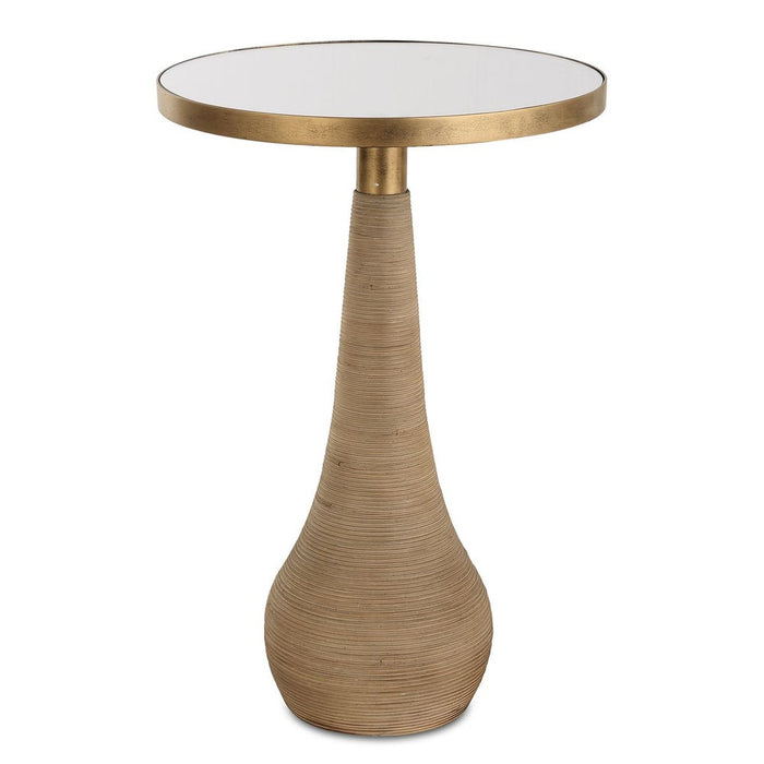 Ruby Natural Rattan & Gold Accent Table