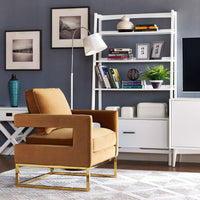 Glimer Cognac Velvet Accent Chair - Luxury Living Collection
