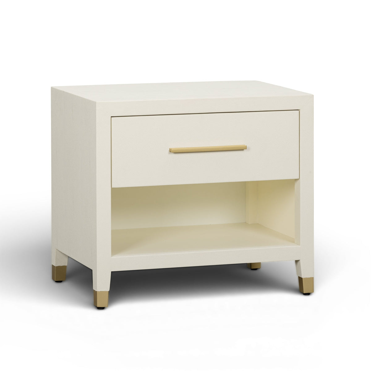 Dorite 25" Cream Faux Shagreen Nightstand with Drawer