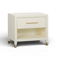 Dorite 25" Cream Faux Shagreen Nightstand with Drawer