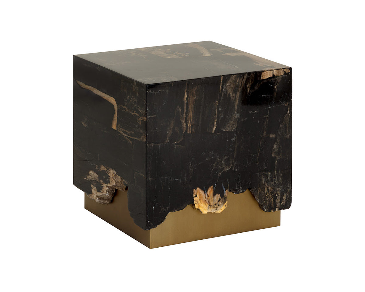 Truett 20" Black Polished Wood & Gold End Table