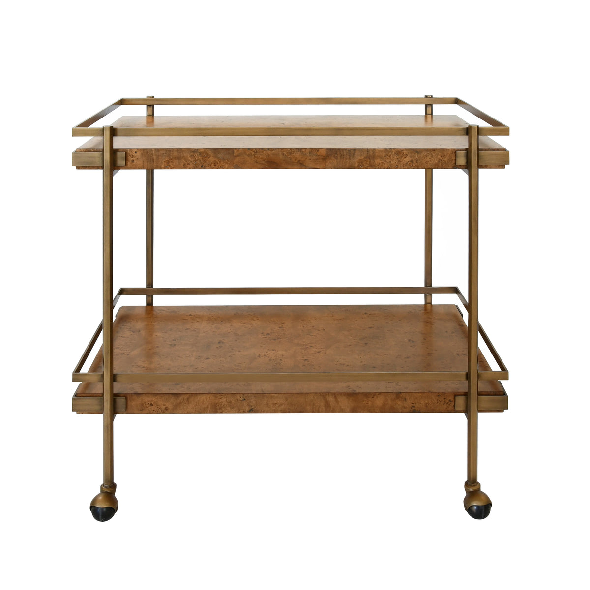 Georgiana Dark Burl Wood & Brass Bar Cart