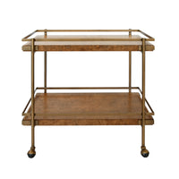 Georgiana Dark Burl Wood & Brass Bar Cart