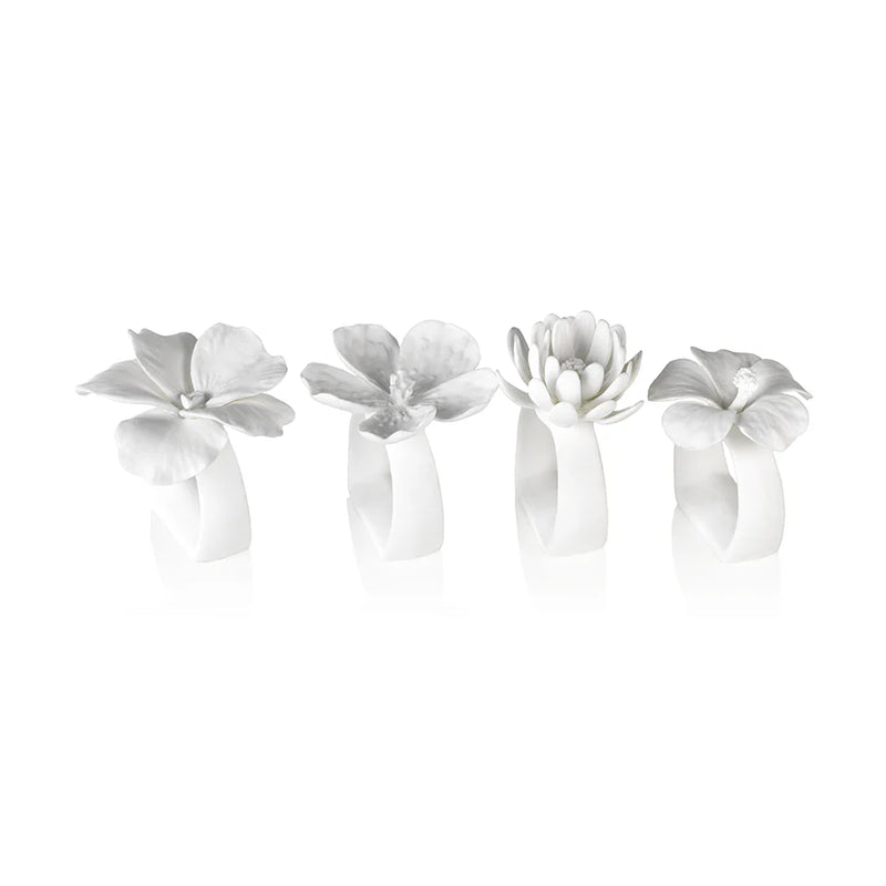 Adeline Assorted Bone China Flower Napkin Rings - Set of 12