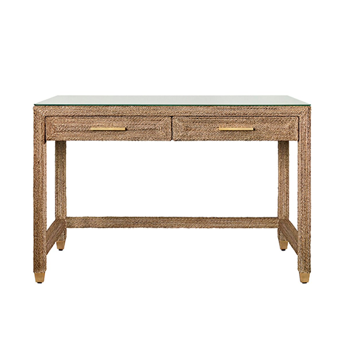 Angelica Glass Top Rope Desk With Gold Accents
