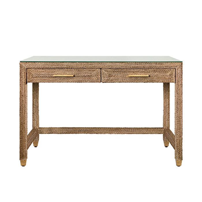 Angelica Glass Top Rope Desk With Gold Accents