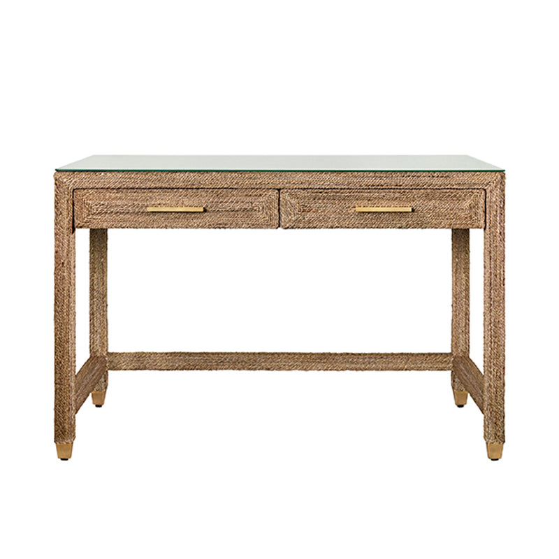 Angelica Glass Top Rope Desk With Gold Accents