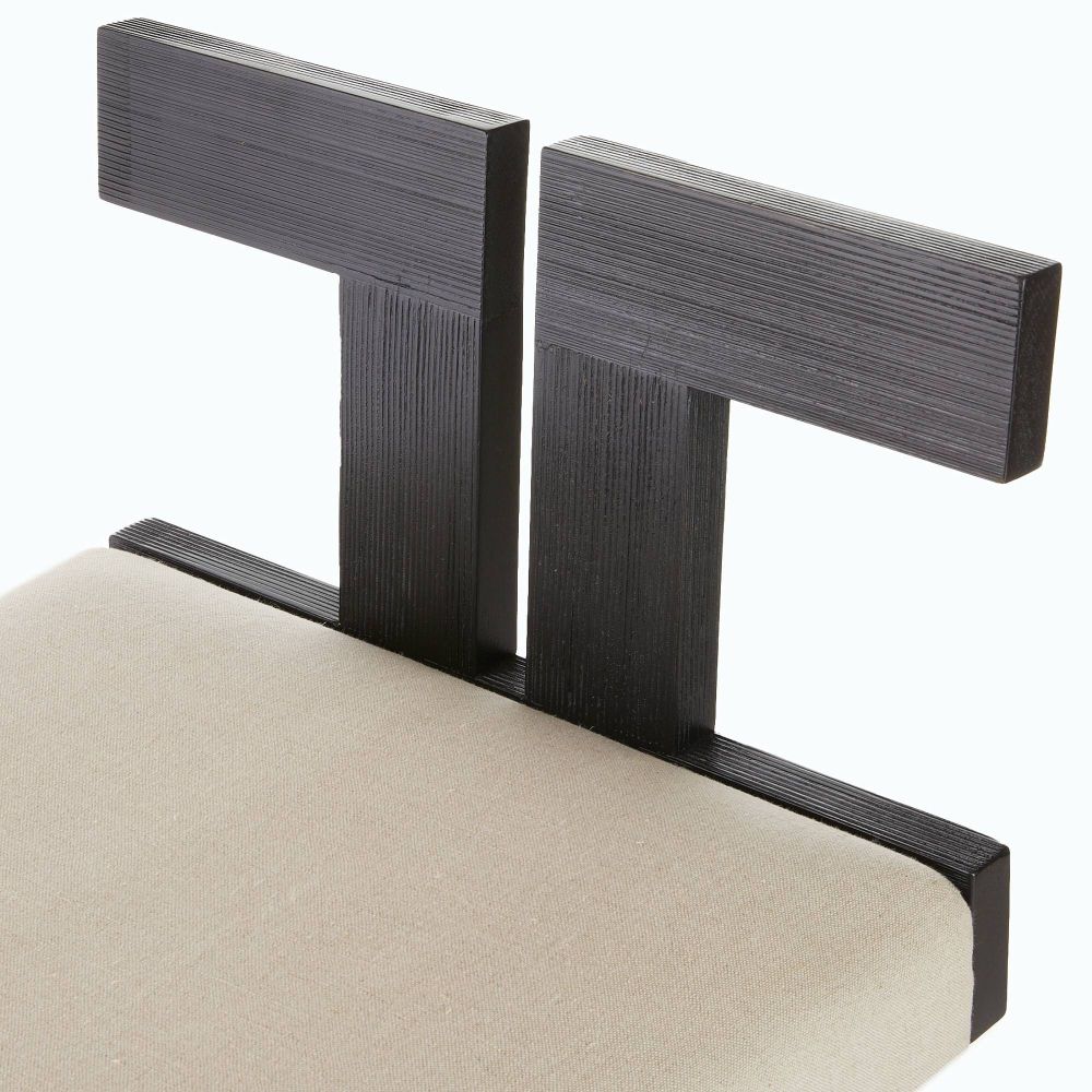 Enola Natural Linen &  Black Wood Counter Stool
