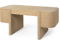 Zoey 65" Natural Oak With Ivory Leather Handles Desk