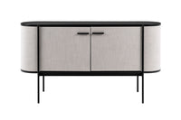 Ahraya Modern Beige Fabric & Black Metal Buffet