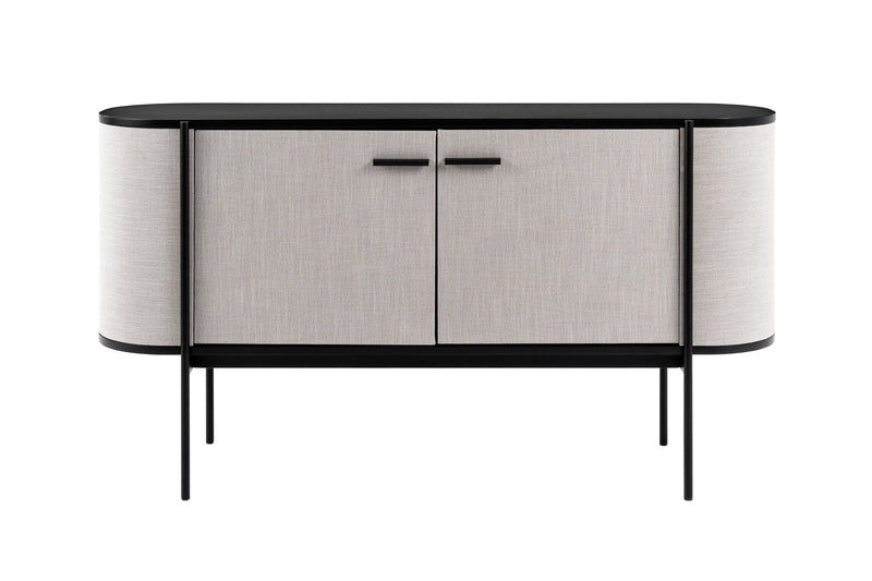 Ahraya Modern Beige Fabric & Black Metal Buffet