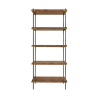 Jillian Dark Burl Wood & Brass Shelving
