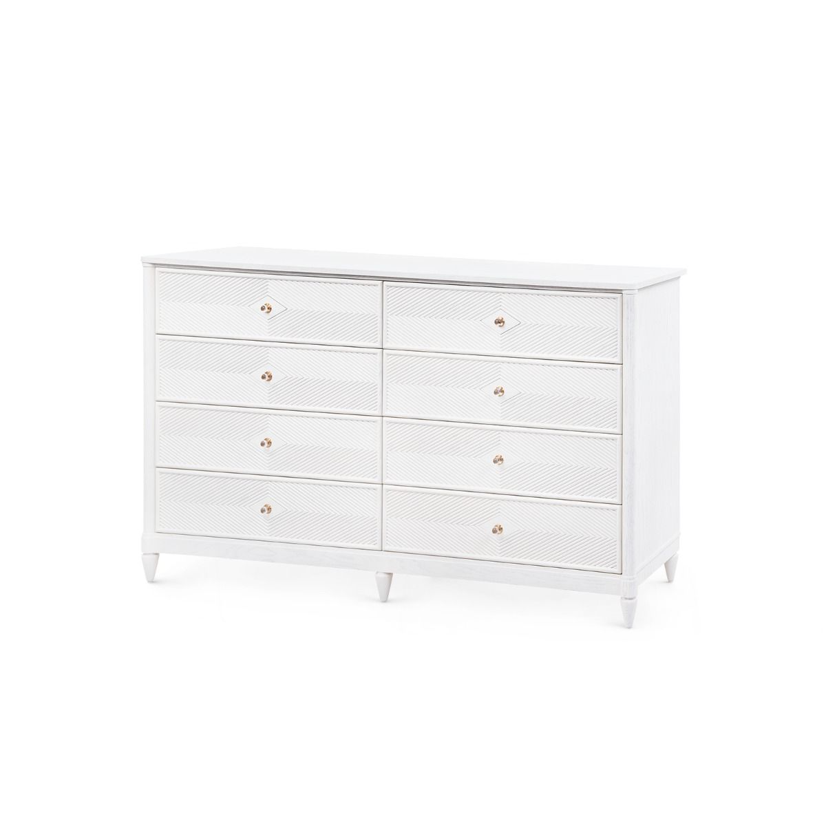 Feona 74" Soft White Glazed 8 Drawer Dresser