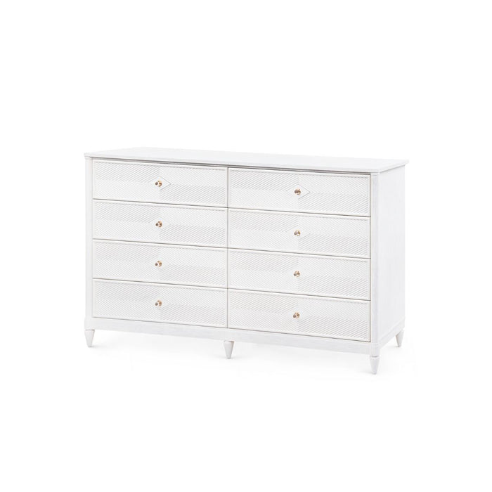 Feona 74" Soft White Glazed 8 Drawer Dresser