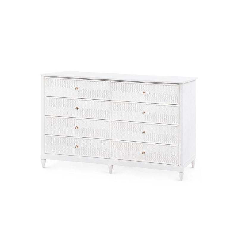 Feona 74" Soft White Glazed 8 Drawer Dresser