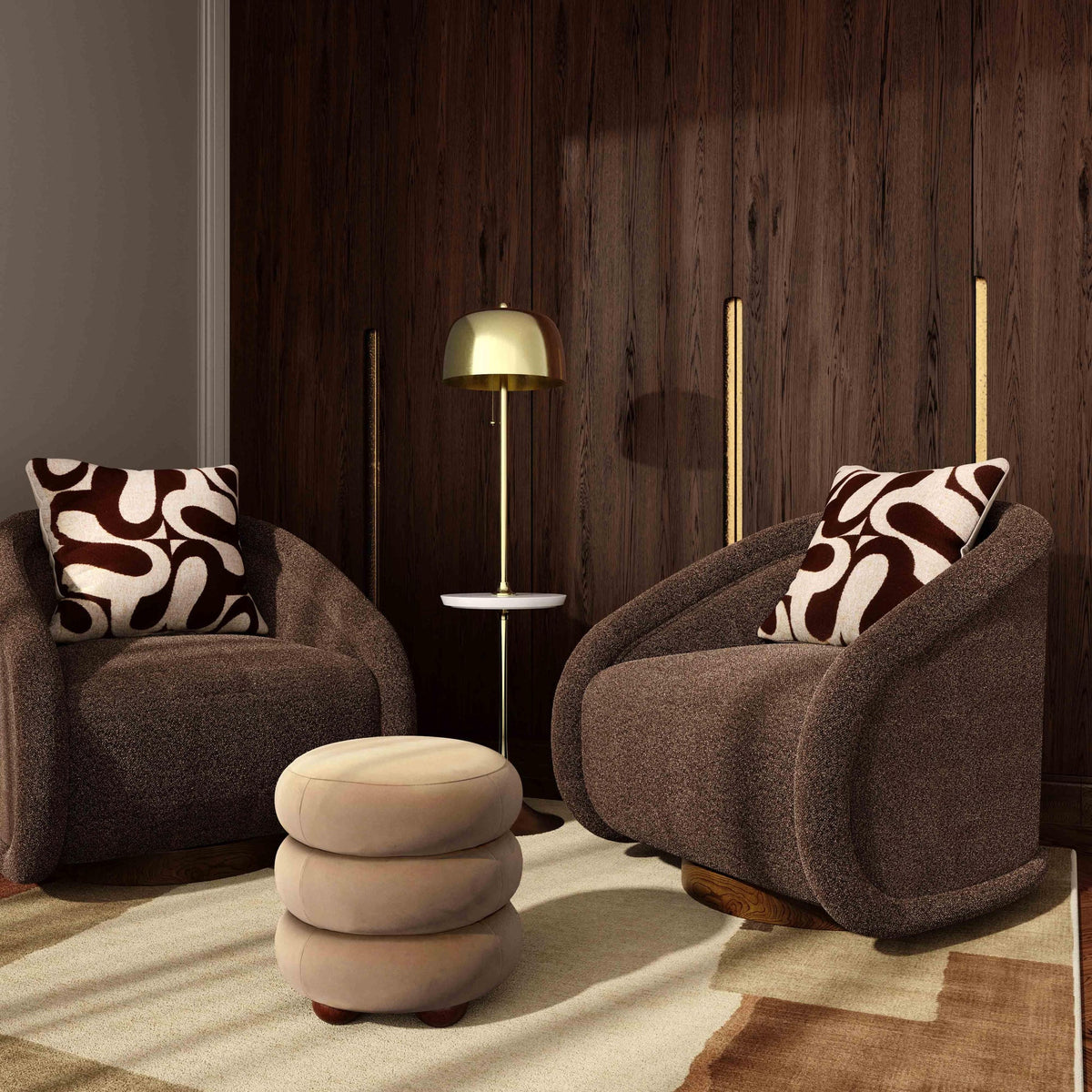 Stefanie Taupe Performance Velvet Ottoman