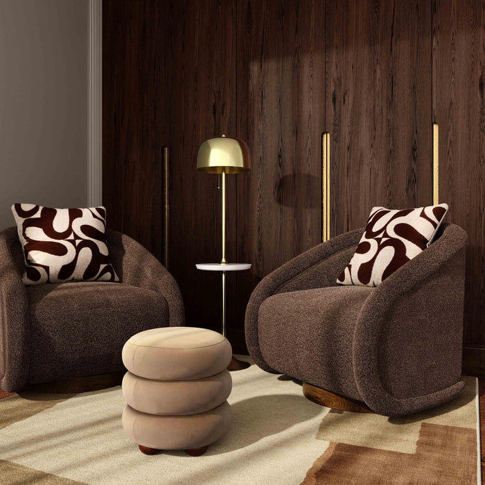 Stefanie Taupe Performance Velvet Ottoman