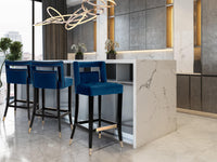 Rina Navy Performance Grade Velvet Bar Stool