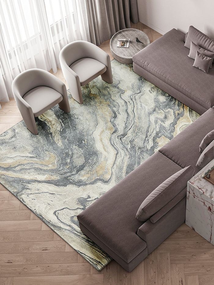 Anna Grey/Gold Modern Area Rug - Elegance Collection