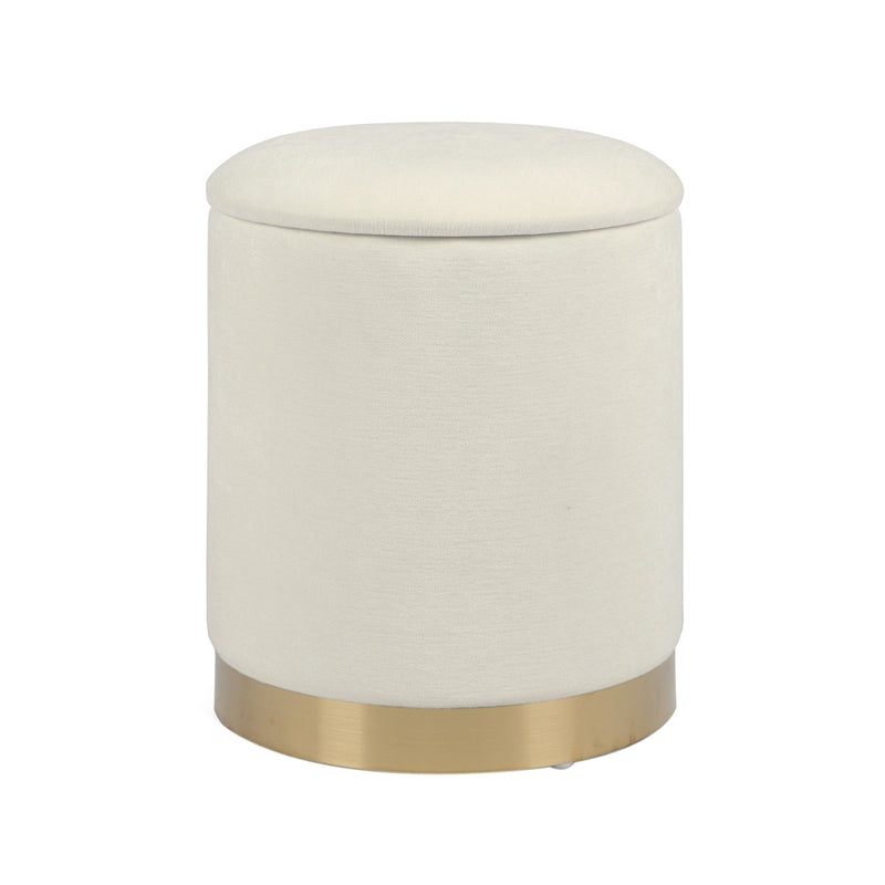 Karina Cream Chenille Storage Ottman