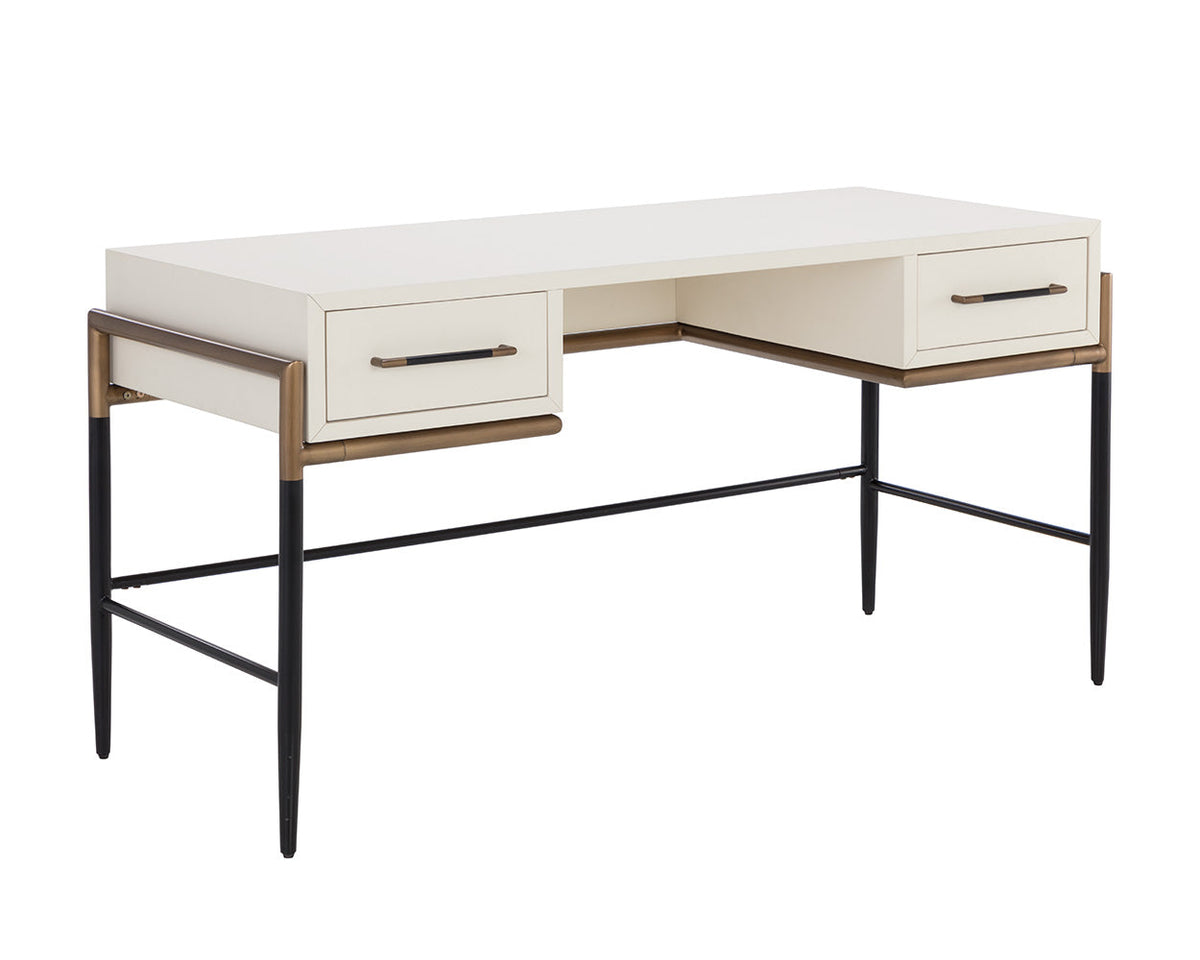Weldrick 60" Cream & Antique Brass Desk