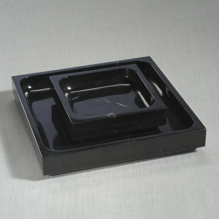 Avery Black Marquina Marble Tray - Set of 2 (2 Sizes Available)