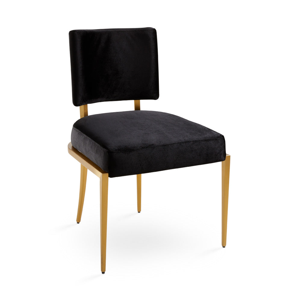 Rebeka Black Velvet & Gold Dining Chair (Set of 2)