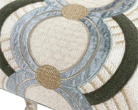 Caliana Embroidered Fabric Ottoman with Silver Branch Base