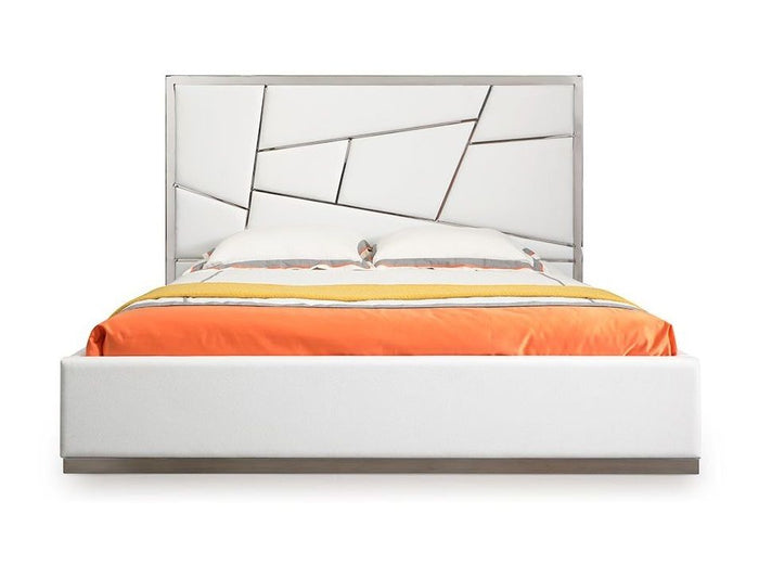 Darian Modern White Bonded Leather Bed