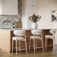 Eloise Cream Performance Textured Velvet Counter Stool