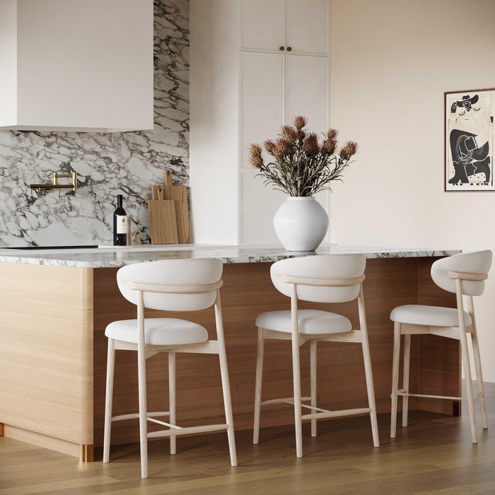 Eloise Cream Performance Textured Velvet Counter Stool