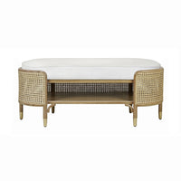 Dahlia Natural Woven Cane & Cerused Oak Bench