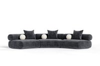 Evelyn 3 Piece Dark Grey Curved Modular Sectional Sofa
