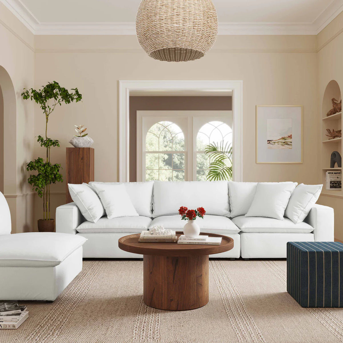 Cali Pearl Performance Fabric Modular Armless Chair