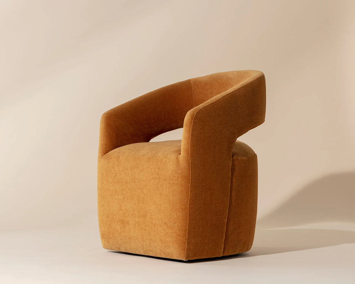 Lloret Amber Upholstered Wheeled Dining Armchair