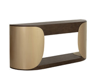 Sultana 70" Dark Oak Concrete & Brushed Brass Console Table - Indoor/Outdoor