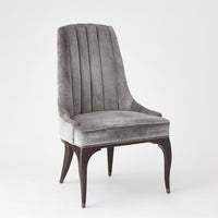 Channel Tufted Formal Gargoyle Velvet Dining Chair