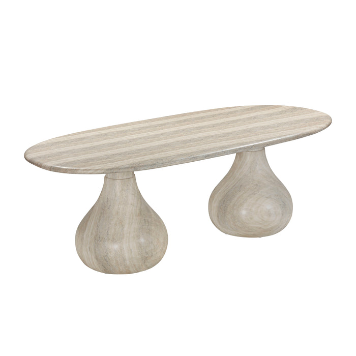 Mossa Faux Travertine Indoor / Outdoor 87" Oval Dining Table