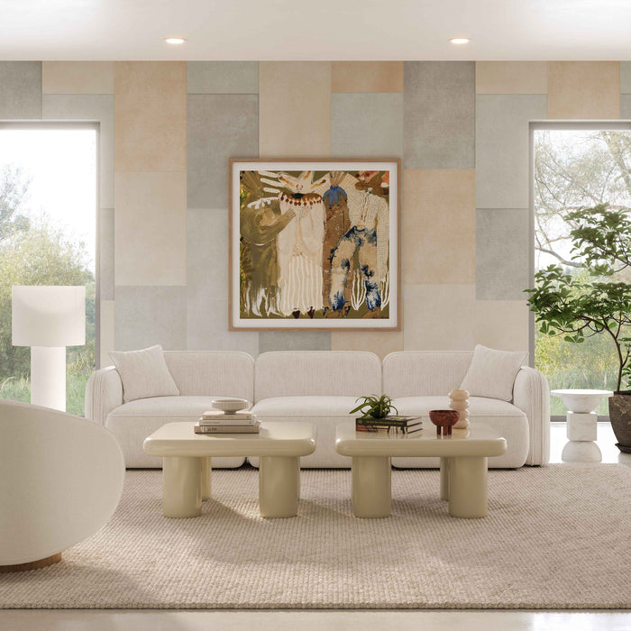 Travie 111.9" White Sand Performance Corduroy Velvet Modular Sofa
