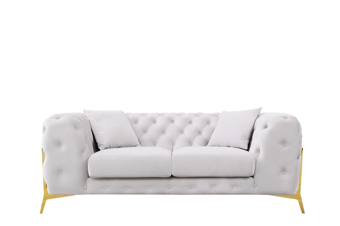 Bronte Light Beige Velvet Transitional Loveseat