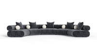 Evelyn 5 Piece Dark Grey Curved Modular Sectional Sofa