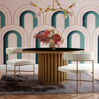 Kim Performance Cream Velvet With Gold Frame Chair - Luxury Living Collection