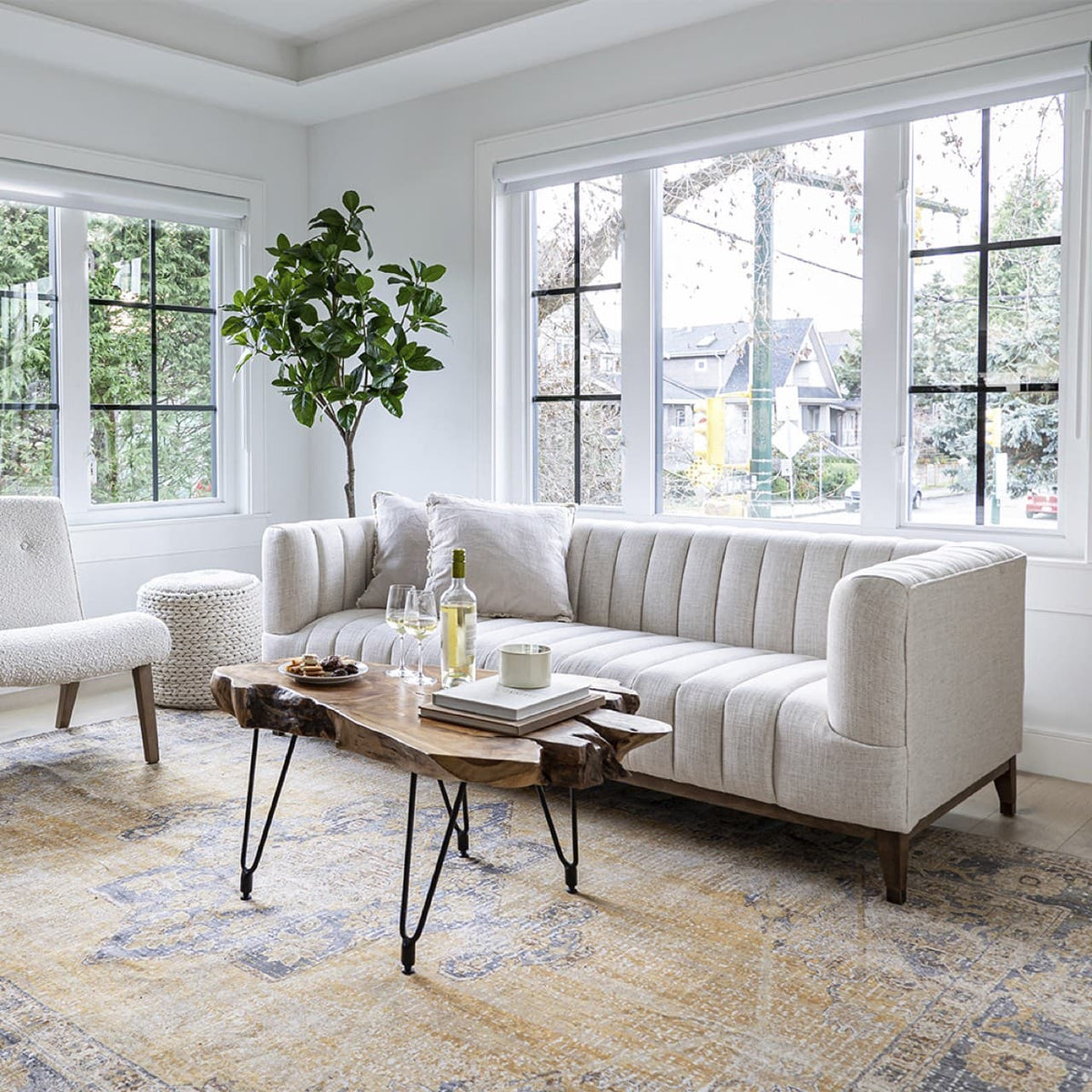 Troye 82" Cream Performance Fabric Sofa