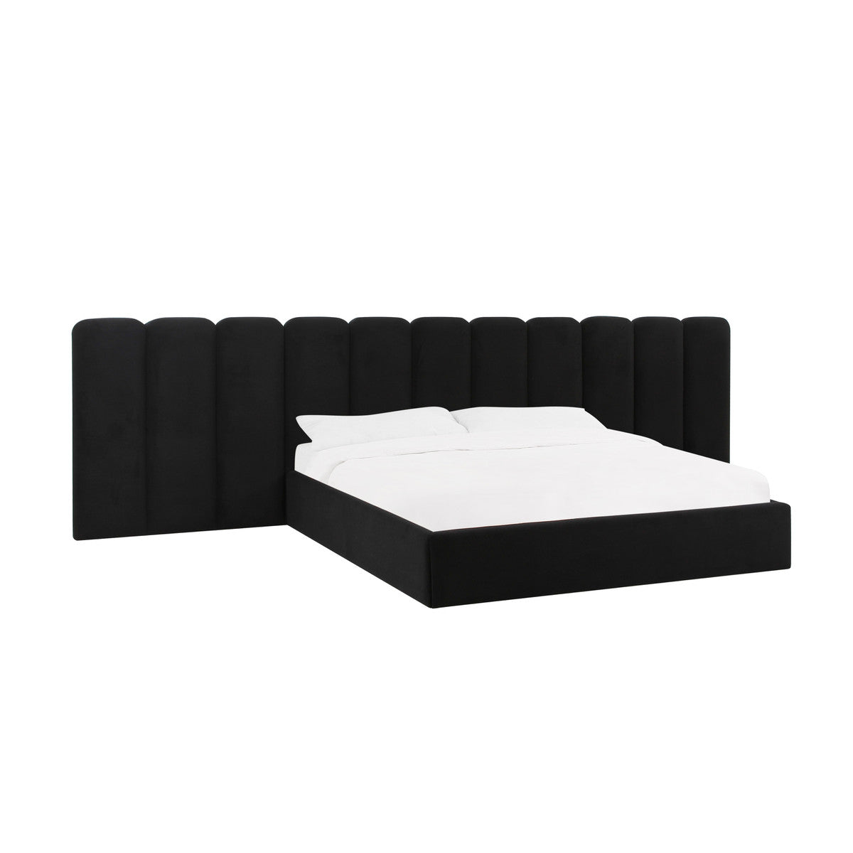 Essence Black Velvet Bed With Side Panels