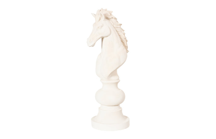 Chess White Horse Knight Cast Stone Sculpture (Indoor or Outdoor)