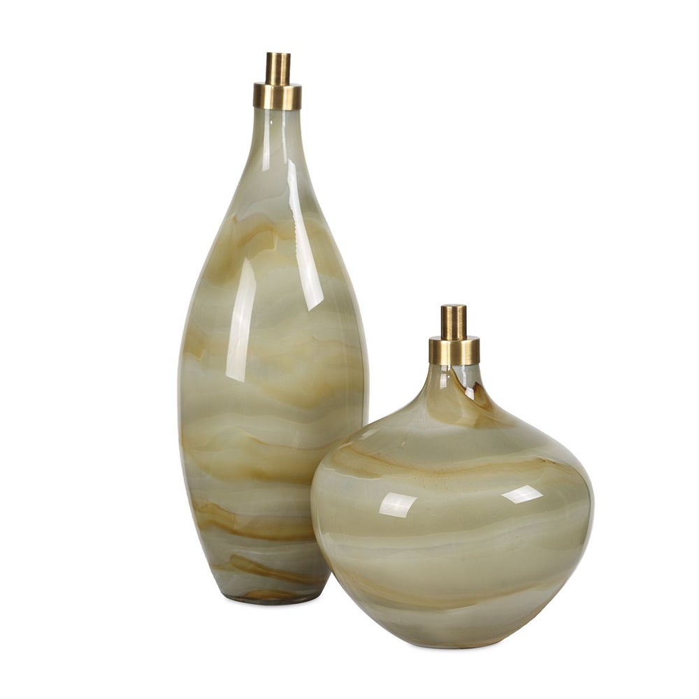 Captivating Swirls Glass Bottles, Set of 2