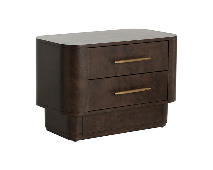 Ezekiel 32" Maple Burl Veneer & Gold Nightstand