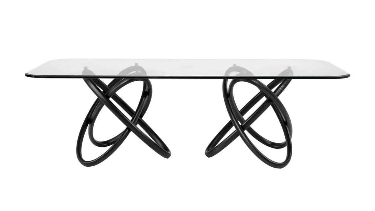 Caroline Modern Glass & Black Ash Dining Table